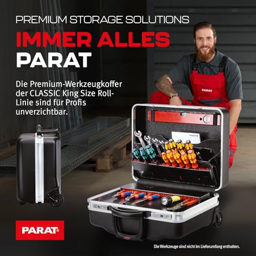 PARAT CLASSIC KingSize Roll neo CP-7 TSA LOCK™ | rollbarer Werkzeugkoffer leer mit Schloss | Für 60 Werkzeuge | Inkl. BASIC Roll-Up Case 8 | Werkzeugkiste mit CP-7 Haltern | 36L Werkzeugtrolley