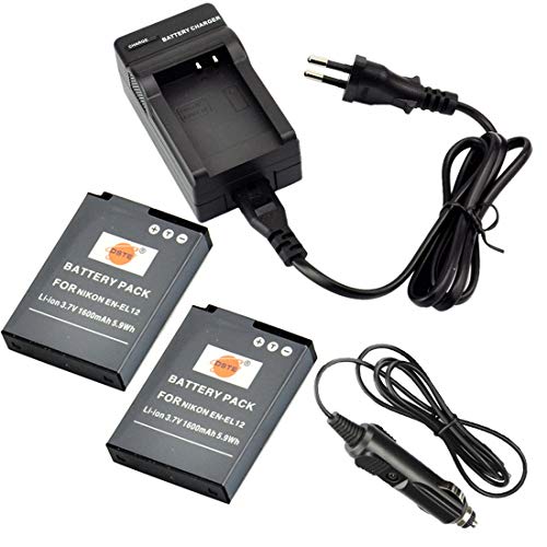 DSTE 2 Pieza EN EL12 ENEL12 Batería y Cargador Compatible para Nikon Coolpix P300 P310 P330 P340 S610 S620 S630 S6000 S6100 S6150 S6200 S6300