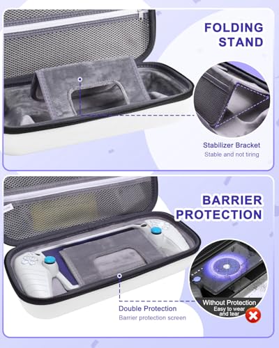 Image of FYOUNG Accessories Kit for PlayStation Portal, Carrying Case Bundle and Magnetic Portable Charger for PS5 Portal with Protective Case, 2 Screen Protectors, Wired Headphone, 8 Thumb Grips (White)
