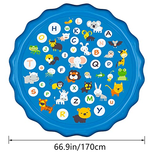Splash Pad For Kids, Arfbear 67" Kiddie Pool Splash Pads For Toddlers 3-16 Summer Outdoor Water Spray Play Mat Wading Pool Inflatable Baby Kids Water Toys #TOP6