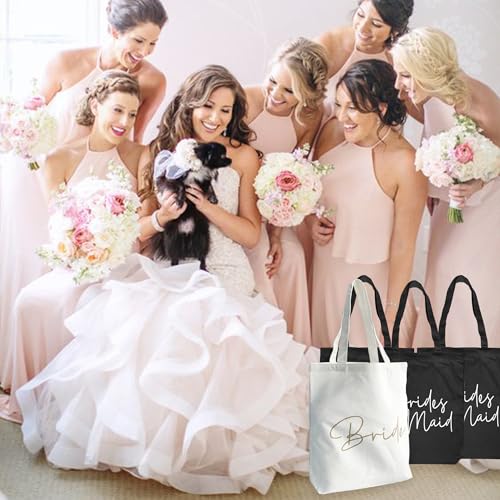 Image of LADY & HOME 6pcs Bachelorette Party Tote Bag, Bride Bridesmaid Cotton Tote Bag for Wedding Gifts