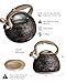 POLIVIAR Tea Kettle, Iron Grey Tea Pot Stovetop, 2.7 Quart Loud Whistling Coffee and Teapot, Food Grade Stainless Steel for Anti-Hot Handle and No-Rust, Suitable for All Heat Sources (JX2020-RB30)