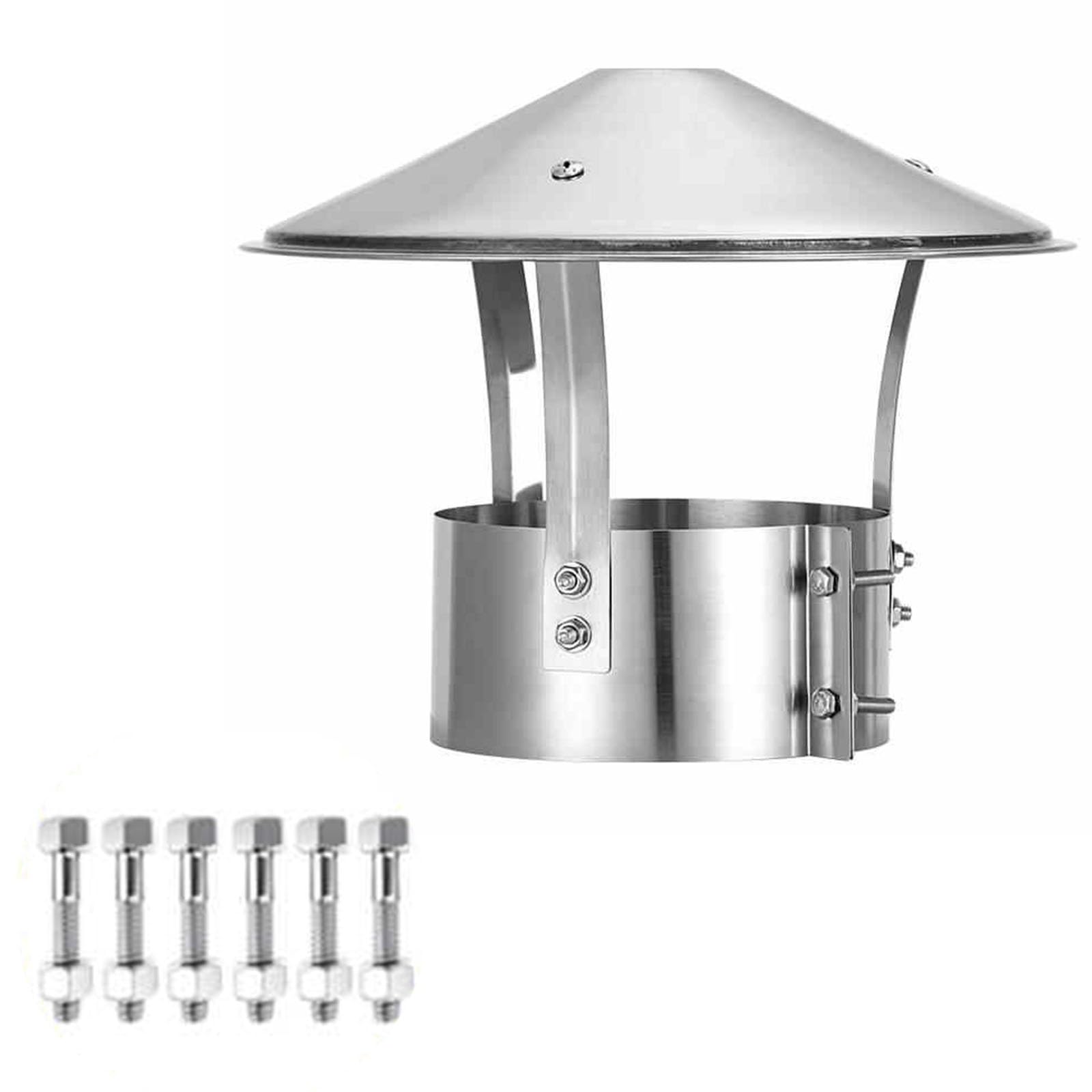YFBCMXSKG 201Chimney Cap Stainless Steel, 3.5-7.5in Universals Cone Top Roof Cap, Adjustable Cone Top Chimney Covers, for Vents, Rain Cap All-Round Chimney(140mm/5.5in)