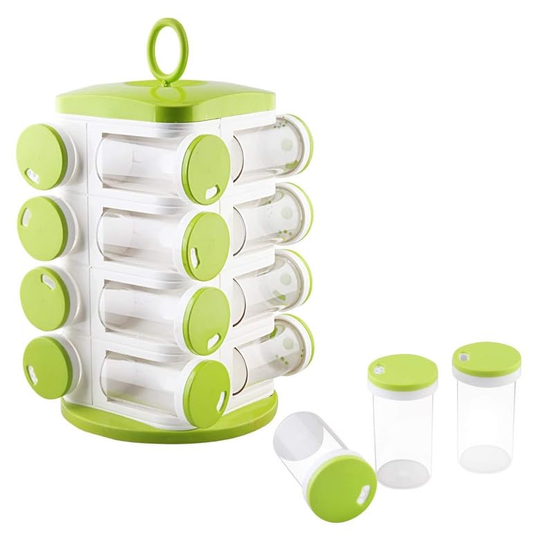 12 in 1 Rotating Spice Rack Quality Shoppe Jar Set Masala Set Condiment Set Container Box Kitchen Revolving Multipurpose Set Colorful Jars Condiment Containers (Pack of 1 Pcs)-image-32