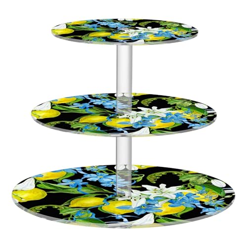 PaChyLuu Sunshine Citrus Pattern 3 Tier Acrylic Cupcake Stand, Acrylic