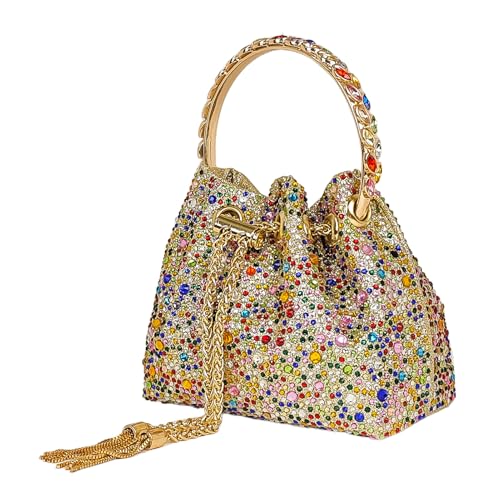 Image of HUANG ZHUANG Colorful Crystal Soft Purse Sparkly Rhinestone Handbag Women Clutch Bling Party Crossbody Bag for Prom Cocktail