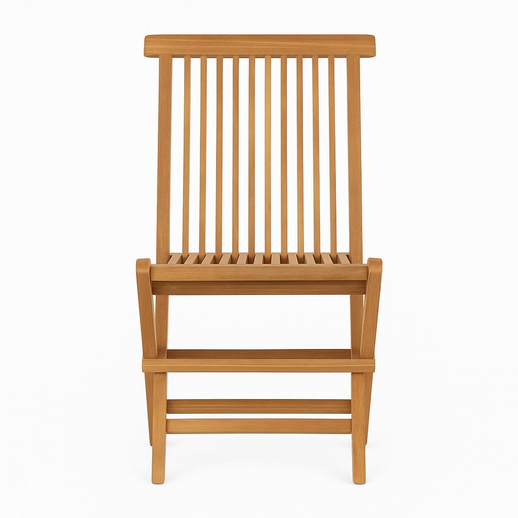 Meubletmoi Chaise de Jardin Pliante en Bois de Teck Massif huilé pour Table de Repas - Extérieur Naturel Patio terrasse Balcon - ANCOLIE