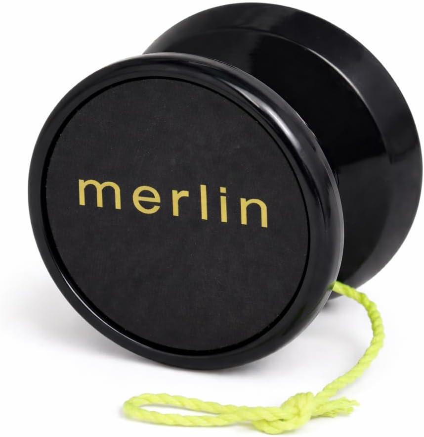Merlin Yoyo Professional & Responsive with Narrow C Bearing, Silicone Response System – Extra String Included – Trick Yoyo for Beginners & Skill Play (Black)