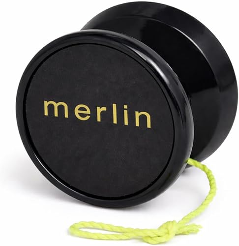 Merlin Yoyo Professional & Responsive con rodamiento C estrecho, sistema de respuesta de silicona - Cuerda adicional incluida - Truco Yoyo para Negro