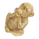 Cabilock Golden Resin Monkey Figurine - Elegant Home Decor Ornament for Desk, Bookshelf, Living Room, Bedroom, Office - Compact 4.52 X 3.54 X 5.70 Inches, Perfect for Gifting and Decoration