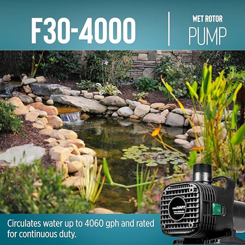 Image of Little Giant F30-4000 115-Volt, 4060 GPH Wet Rotor Pump with 20-Ft. Cord for ponds up to 4000 Gallons, Black, 566726