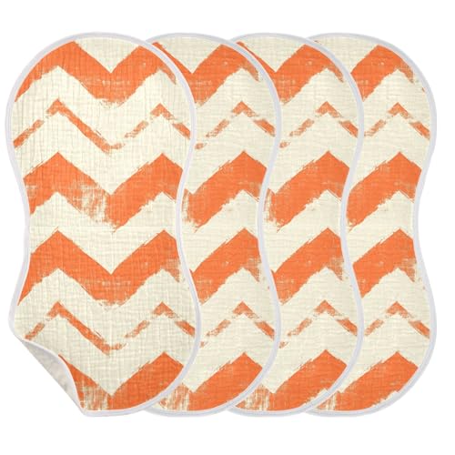 Retro Orange White Wave Lines Stripe Cotton Burp Cloth Soft and Absorbent Milk Spit Up Cloth for Unisex Set of 2, 22x11in3