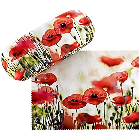 VON LILIENFELD Flowers Glasses Case Present Cleaning Cloth Spectacle Cases Lightweight Stable Poppies Cover