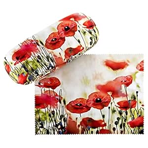 VON LILIENFELD Brillenetui Klaprozen Poppies Brillenkoker Stabiele Bloemen Reinigingsdoek Glasses Case