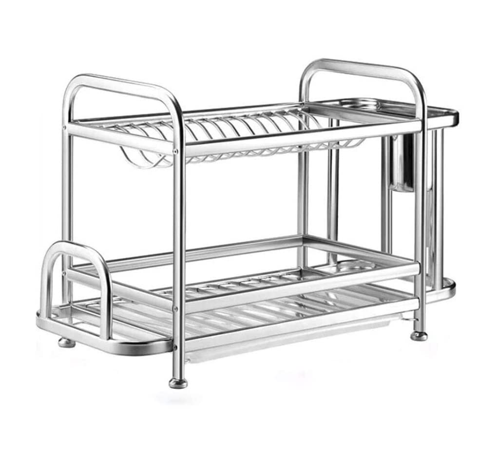 AZHKJKZH Dish Rack Stainless Steel Dish Rack Shelf Drain Organizer Kitchen Chopstick Holder For Small Kitchen(2 Layer-2)