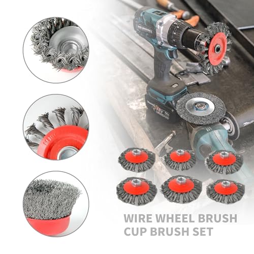 Image of Wire Wheel for Angle Grinder Heavy Duty Carbon Knotted Wire Brush | 4in Wire Brush for 4-1 /2 inch Angle Grinder with 5 /8 Threaded,Removing Rust Welds Grinding Stripping and Abrasive