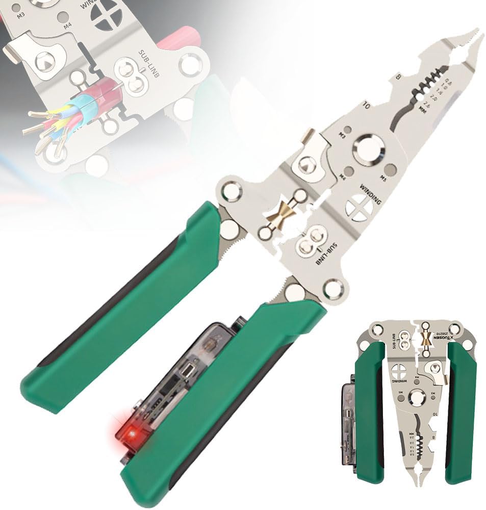 8 in 1 Wire Stripper with Voltage Tester, 2026 New Wire Stripper Twister for Cutting and Pulling Wires Cable Scissors,Voltage Tester Pliers (#A)