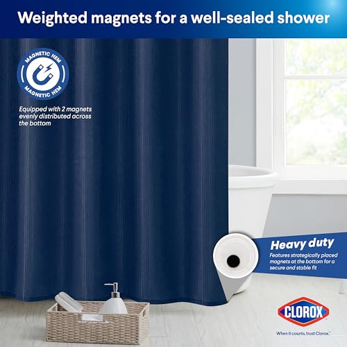 Rideau de douche polyester imperméable avec doublure de douche et 12 crochets métalliques - 7