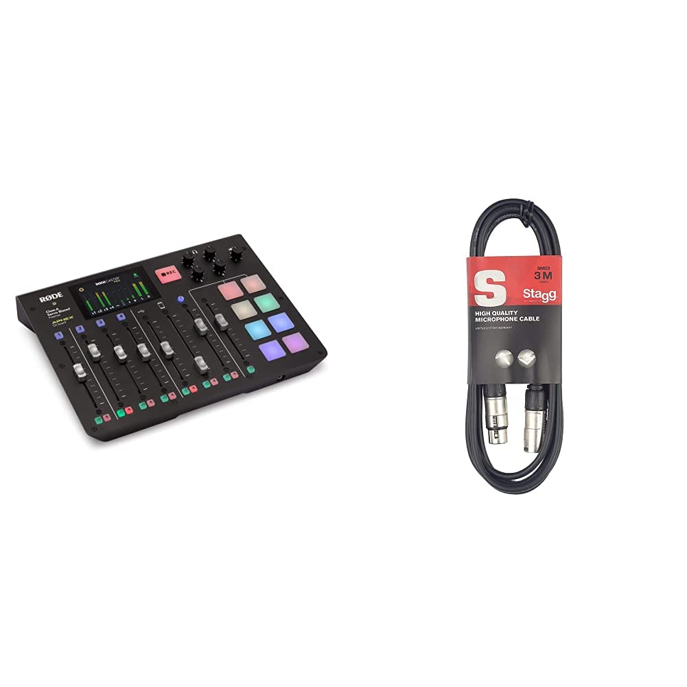 RØDERØDECaster Pro All-in-One Production Solution for Podcasting, Streaming and Content Creation & Stagg SMC3 3m XLR to XLR Plug Microphone Cable, Black