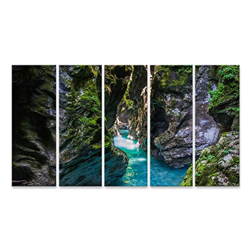 Tableau canyon Tolminka poster nature pure, décoration murale sur toile Tolminska Korita rivière