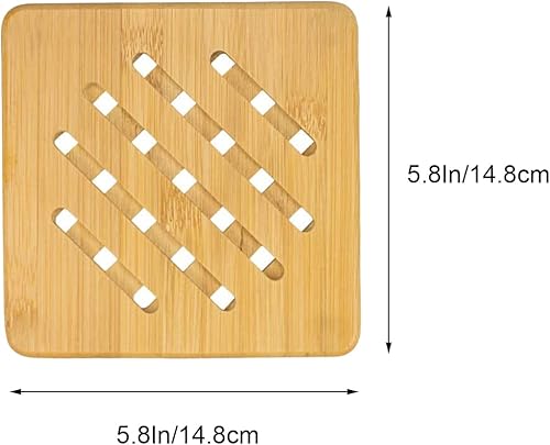 Miniatura 10 de Juego de 4 salvamanteles de bambú resistentes al calor, salvamanteles de bambú natural, soportes de bambú, almohadillas calientes de madera de bambú