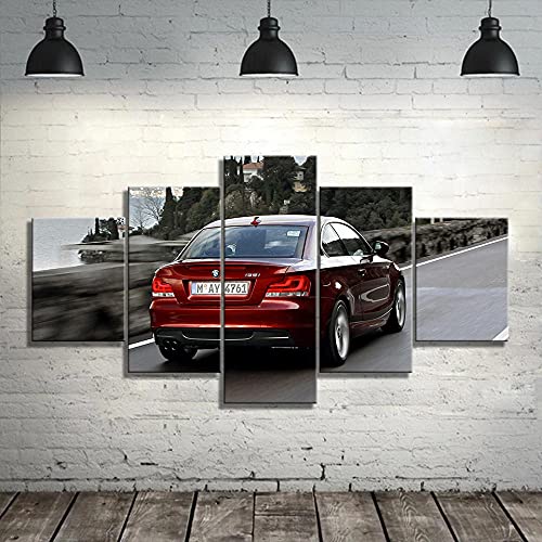 Tableau de voiture de sport rouge en 5 panneaux pour décoration murale de salon