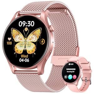 Smartwatch for Women Fitness Watch: 1.43″ Amoled Touchscreen Smart Watch Answer/Make Call with Heart Rate Blood Pressure Sleep Monitor 100+ Sports Modes Fitness Tracker IP67 Waterproof for Android iOS