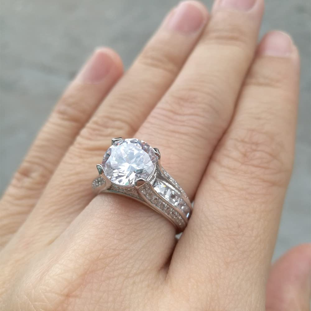 925 Sterling Silber Hochzeit Verlobungsring 2 Kt Rund Weiß Aaaaa Cz Modisches Design Schmuck Für Frauen