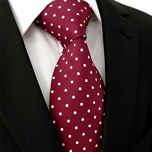 Intrepid Handmade Polka Dot Multi-Color Executive Men's Tie, Red And White Polka Dot 100% Silk Jacquard Woven Necktie Tie #TOP1
