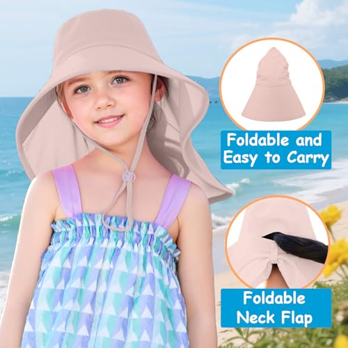 ZOORON Kids Sun Hat UPF 50+ Sun Protection Fishing Hat Toddler Wide Brim Summer Beach Hats with Neck Flap for Girl Boy4