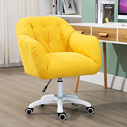 Chaise d'ordinateur jaune 42x42x63cm avec assise ergonomique en velours