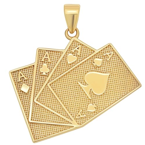 Jewelry America Solid 14k Yellow Gold Four of a Kind Aces Poker Hand Pendant