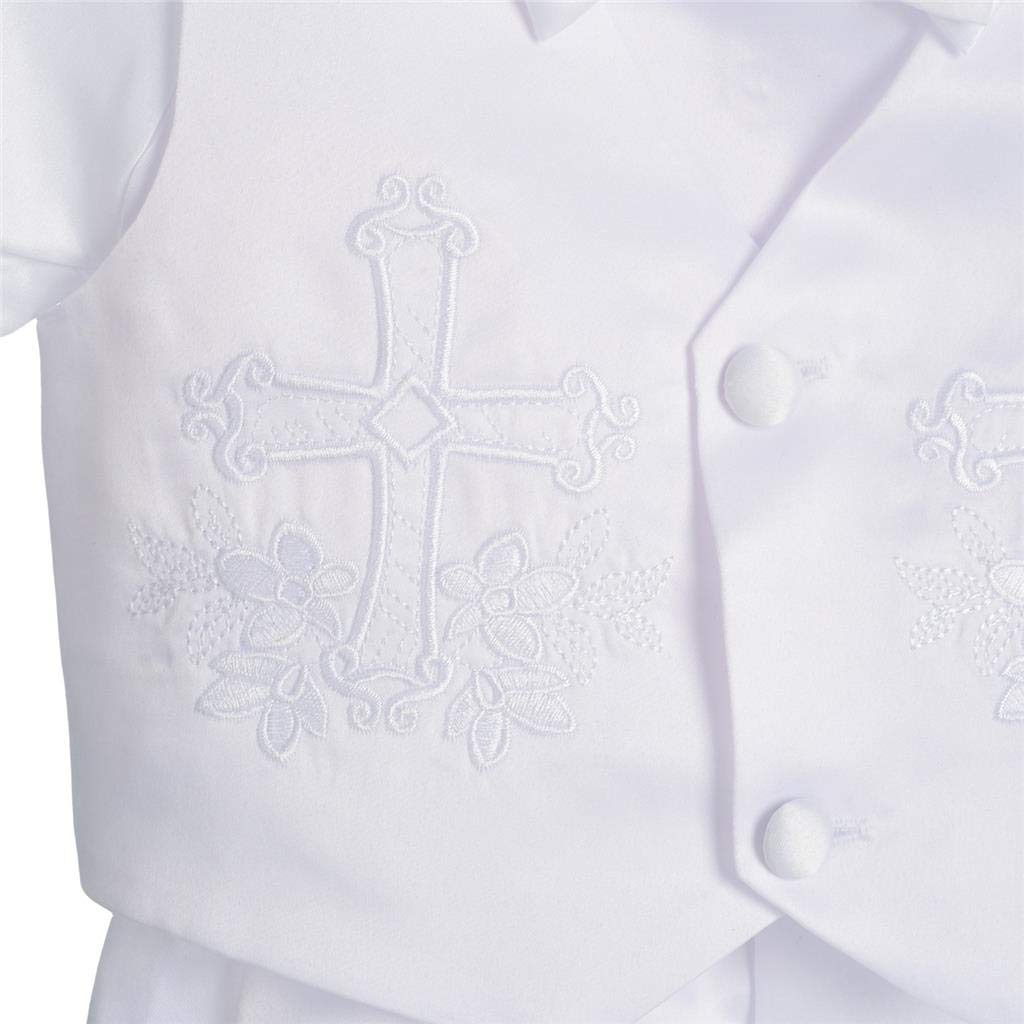 Lito Angels - Ropa Traje de Bautizo Bautismo para Bebe Niño con Gorro Capó, Blanco,Manga Corta/Manga Larga
