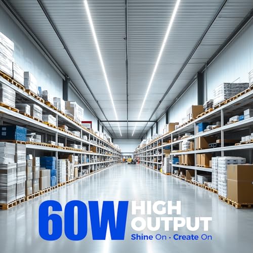 Image of Barrina T8 LED Shop Lights 6FT, 60W 8500LM 6500K, 10 Pack, High Output Tube | 6 Foot for Garage Workshop and Workbench, Super Bright White, Ceiling& Hanging, Linkable to 5, Aluminum, V Shape, Clear Cover