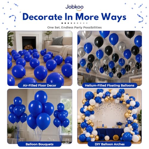 Image of Jobkoo Blue Balloons 12 Inch, 50Pcs Dark Royal Blue Latex Balloon
