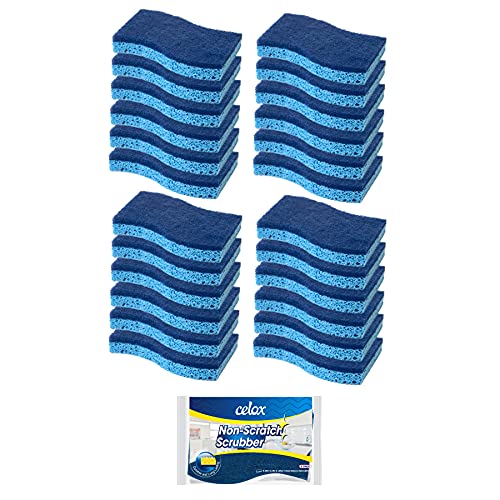 Image of CELOX 24 Pack Non-Scratch Dish Sponge, Dual Sided Kitchen Sponges for Dishes, Long Lasting Dishwashing Household Cleaning Sponges for Kitchen, Easy to Dry and Reusable