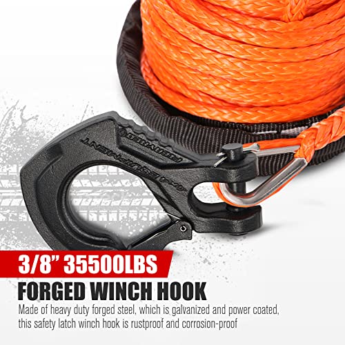Fieryred 3/16Inch 50Ft 8500Lbs Synthetic Winch Rope Cable Kit With Forged Hook Rubber Stopper And Fairlead,Winch Line Replacement For 2000-3500Lbs Winch, Atv, Utv, Offroad #TOP1