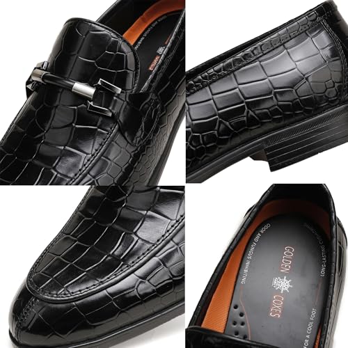 Classic Leather Dress Shoe for Mens, Fashion Crocodile Printed Penny Loafers with Metal Buckle Business Wedding Formal Shoes Slip On Loafers for Mens3