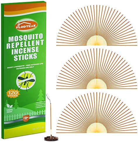120 PCS Mosquito Repellent Outdoor Patio, Citronella Incense Sticks for Garden Fishing Camping Yard Lawn, Mosquito Incense Sticks Made with Natural Ingredients & DEET Free Safe for Humans and Pets