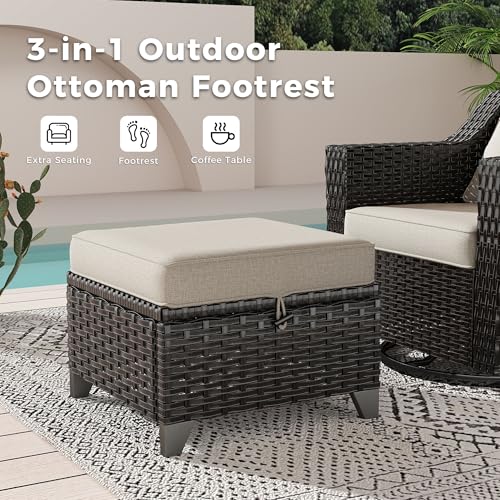 Image of 6 Piece Patio Furniture Set, Wicker Outdoor Conversation Set | Patio Chair Set with Olefin Removable Cushion, All-Weather Outdoor Couch with Deep Seat for Porch, Deck and Backyard, Beige