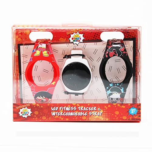 Image of Accutime Kids Ryan's World Multicolor Digital LCD Quartz Wrist Watch with Pedometer Step Counter, Interchangeable Graphic Straps for Boys, Girls, Kids (Model: RYW40019AZ)