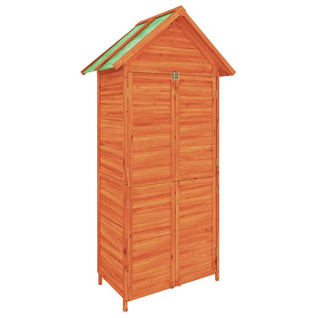Cobertizo marrón 89 x 52,5 x 175 cm madera maciza de pino | Techo impermeable adecuado para cortacésped, con soporte de pared, para accesorios de jardín