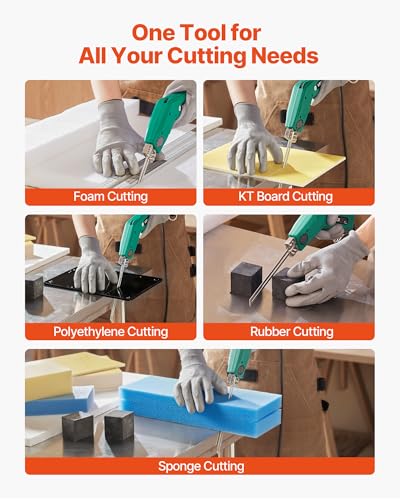 VEVOR Hot Knife Foam Cutter, 200W Electric Foam Cutting Tool, 122℉ - 932℉ Adjustable Styrofoam Cutter with 6" & 8" Cutting Blades for KT Board, Polyethylene, Sponge, Rubber - Tool Box Included - Image 4