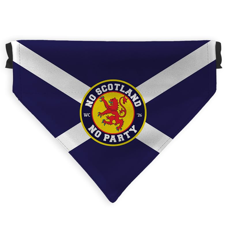 WC 2026 - Football - No Scotland No Party - Saltire - Dog Bandana - 4 Sizes - Pet Accessory - Pet Clothing (M)