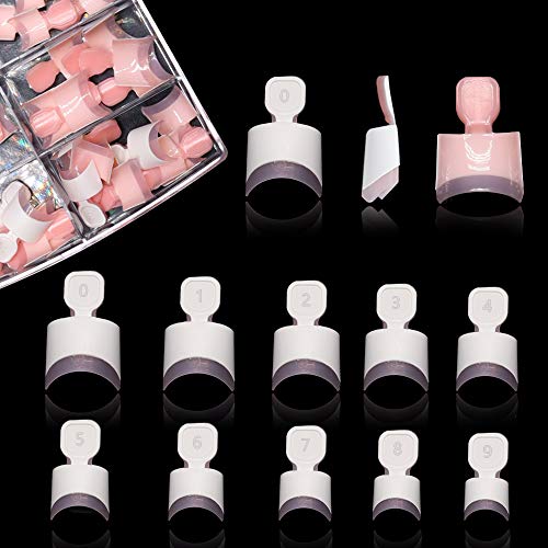 Clear Acrylic Nail Tips - French Nail Tip FINGERQUEEN 100pcs with Box Short Fake Nails Half Cover False Nail with Case for Nail Salons and DIY Nail Art, 10 Sizes(Pink)