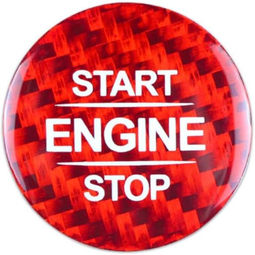 Fit for Mercedes Benz GLS X167 2020-2021, Push Start Button Cover, RedBlack Carbon Fiber Pattern Start Button Cover, ABS Durable
