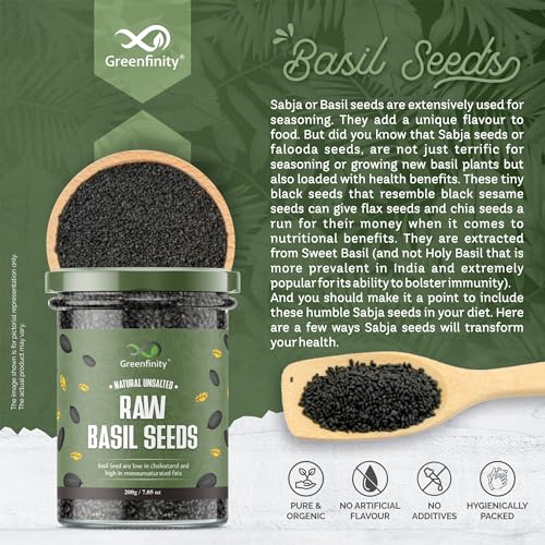 Image of Greenfinity Basil Seeds & Gond Kateera Combo | 200g Sabja Seeds + 100g Tragacanth Gum | Summer Body Coolant | Digestion & Weight Management | 100% Natural | FSSAI Certified