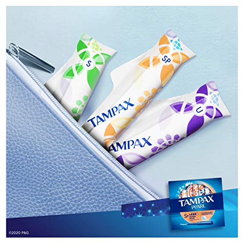 Tampax Absorventes Internos Pearl com aplicador de plástico, absorção Super Plus, sem cheiro, 50 uni