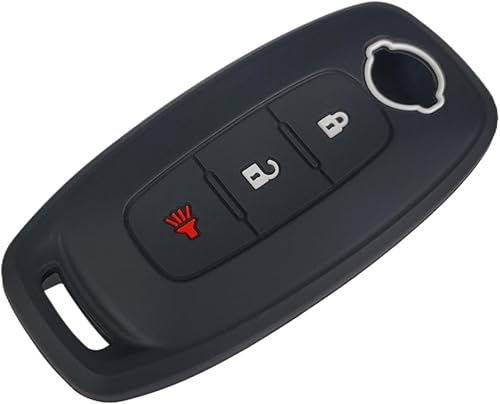 Miniatura 3 de Funda de silicona para llavero sin llave, compatible con Nissan Pathfinder Rogue 2023 2024 - 3 botones (negro + rosa)