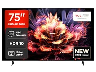 TCL 75P69K TV LED Direct da 75", TV HDR 4K, Smart TV con tecnologia Google TV (Dolby Audio, Motion Clarity, compatibile con Google Assistant e Alexa)